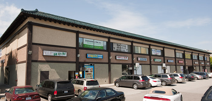 Commercial Painting Contractor - Shopping Center - south side, Olympic Boulevard, Koreatown Los Angeles